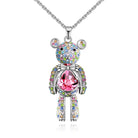 Charming Bear Crystal Necklace with Diamond Pendant