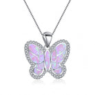 Ladies Cute Butterfly Necklace with Opal Detailing