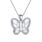 Ladies Cute Butterfly Necklace with Opal Detailing