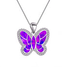 Ladies Cute Butterfly Necklace with Opal Detailing