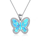 Ladies Cute Butterfly Necklace with Opal Detailing