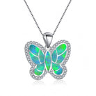 Ladies Cute Butterfly Necklace with Opal Detailing