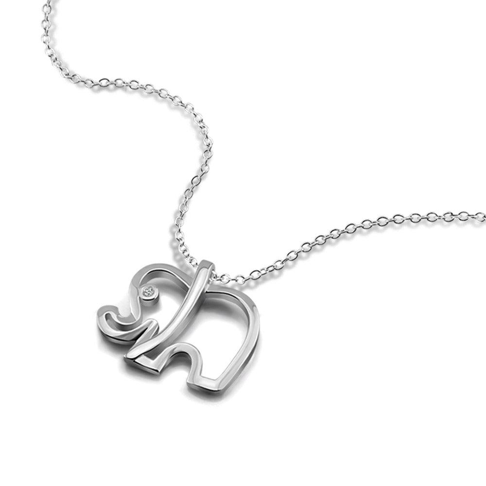 Cute Elephant Pendant Necklace S925 Silver Women's Clavicle Necklace