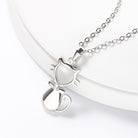 Cute Cat Necklace Sterling Silver Pendant - Korean Style Jewelry