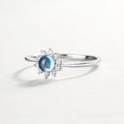 Blue Topaz Sunflower Ring - Silver Jewelry