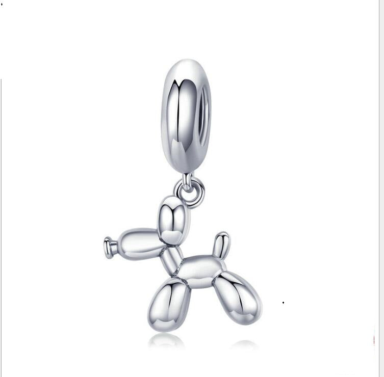 Cute Balloon Dog Silver Pendant - Sterling Silver Jewelry for Ladies