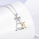 Cute Gold & Silver Rabbits Pendant 925 Silver Necklace