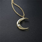 Golden Zircon Crescent Necklace - Celestial Pendant