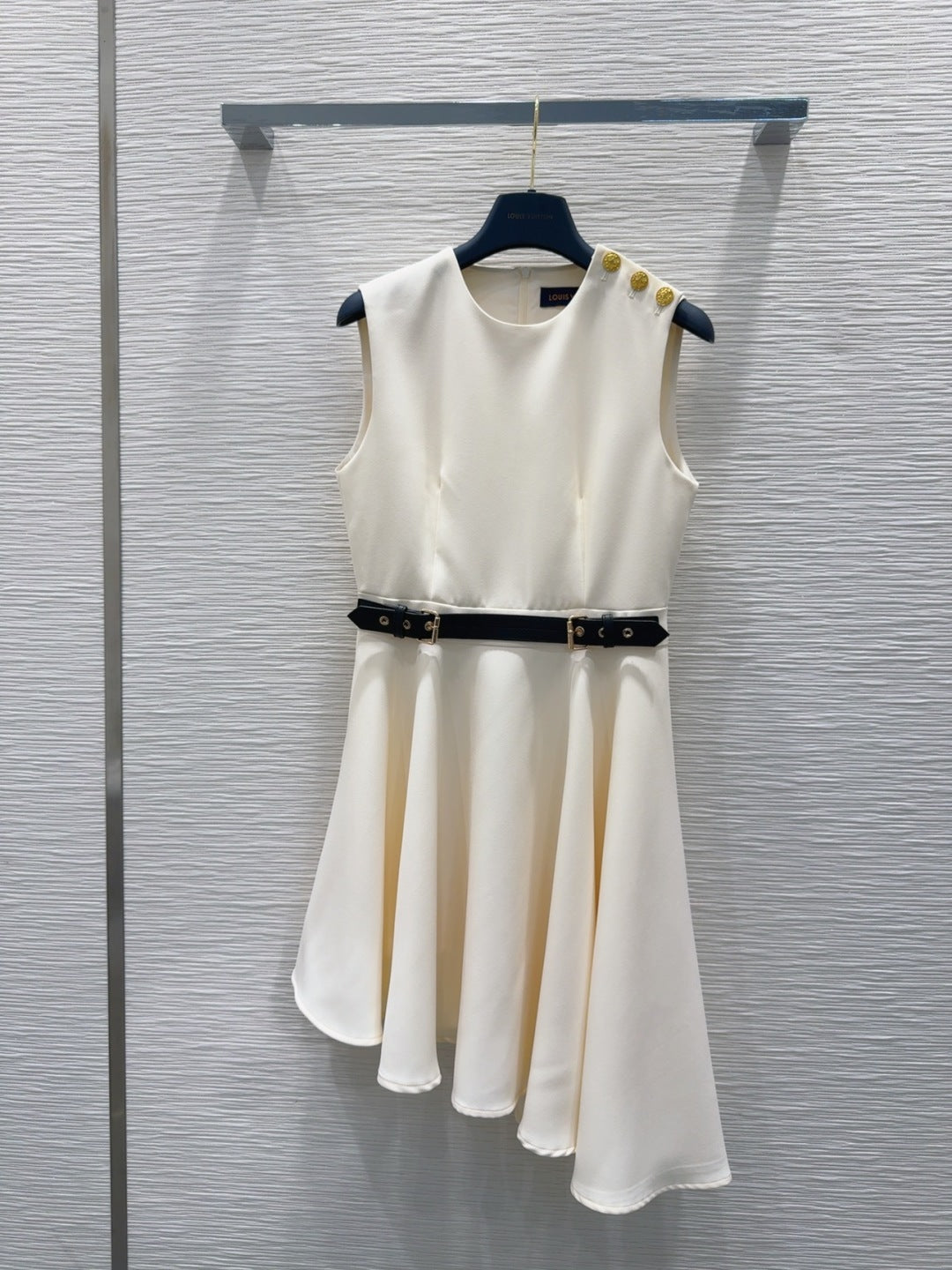 LV 25 Irregular Vest Dress Black Beige Cotton Poliester