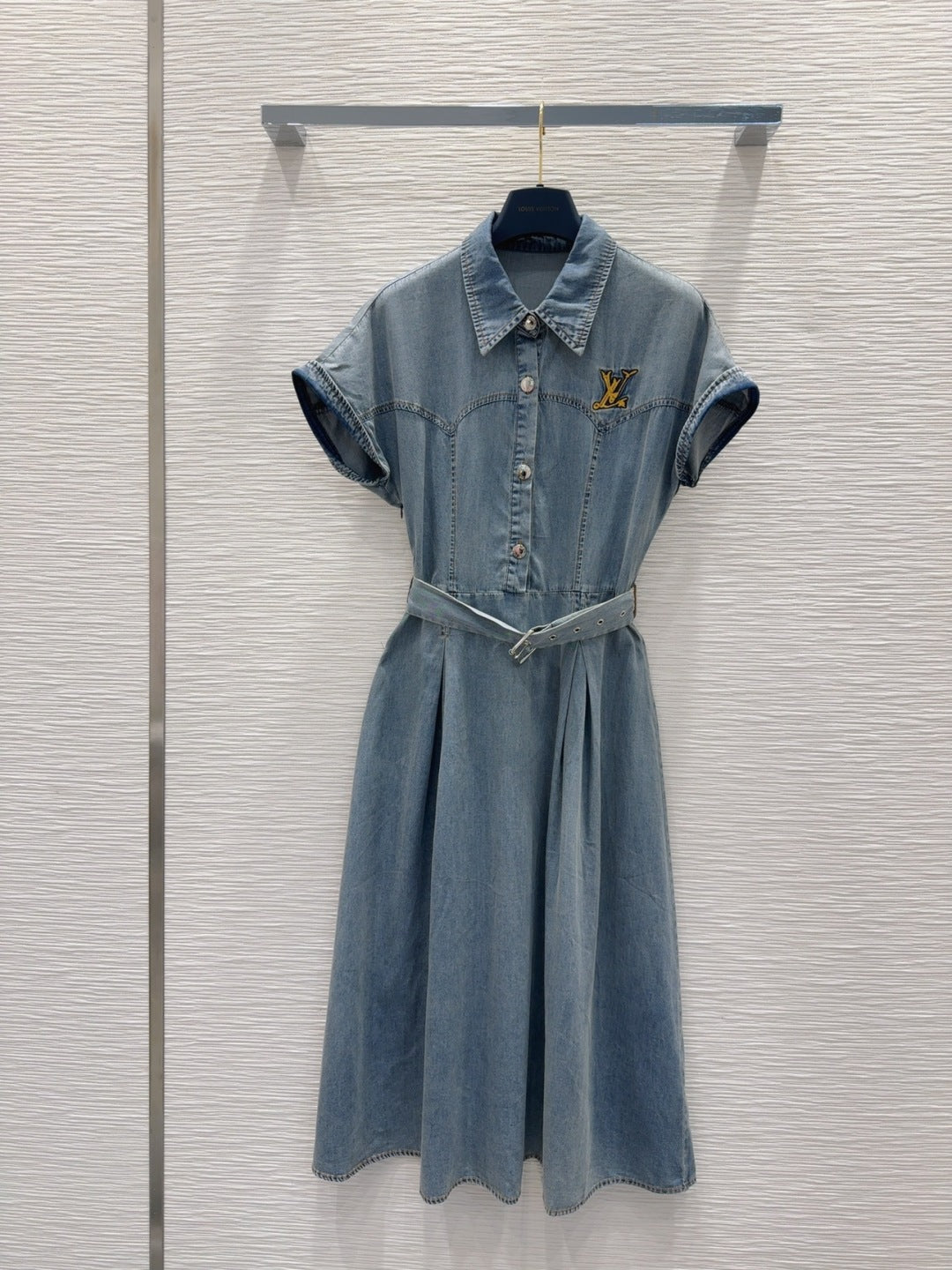 LV 25 Luxury Denim Dress Blue Smoky Blue Cotton
