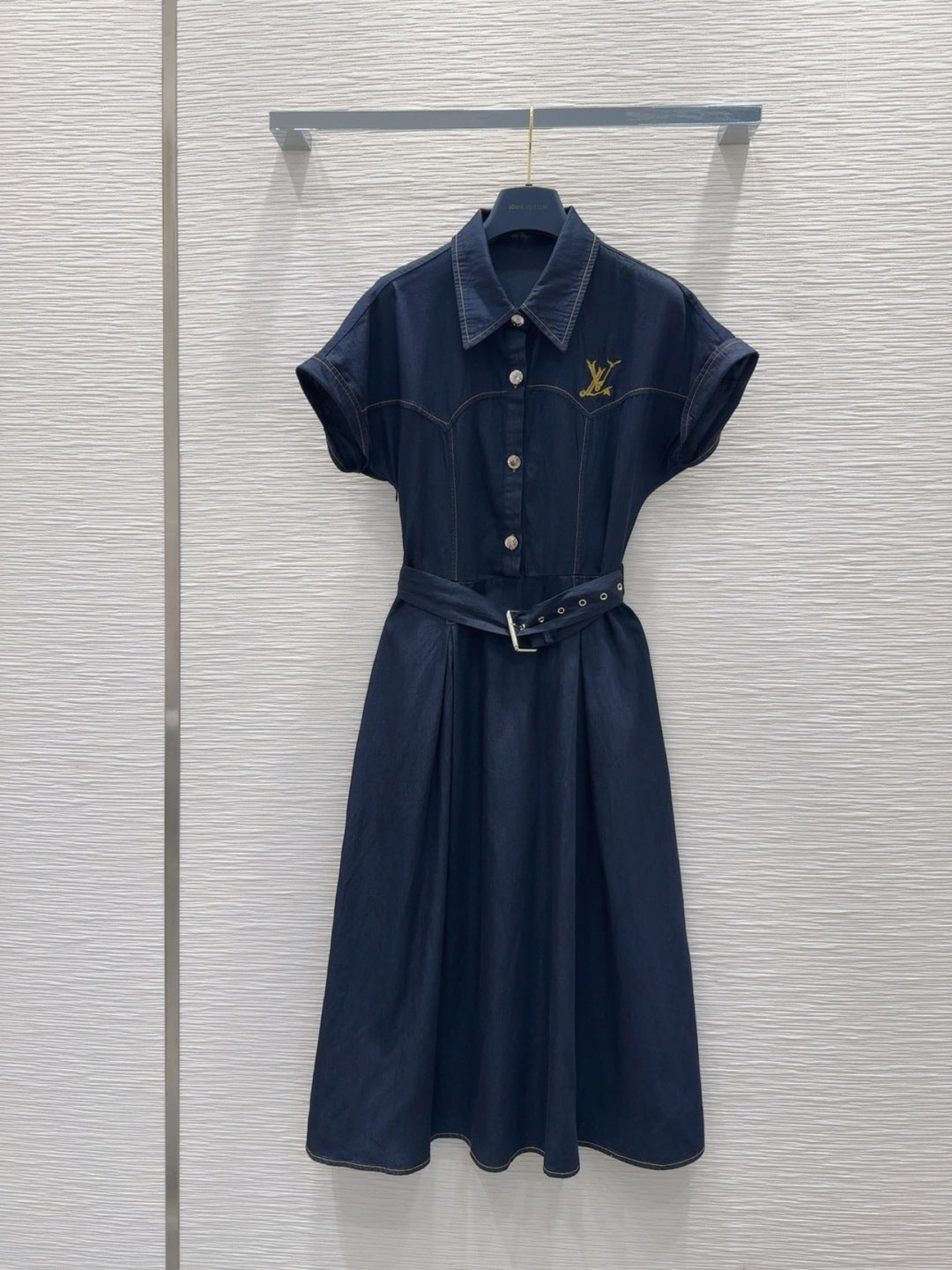 LV 25 Luxury Denim Dress Blue Smoky Blue Cotton