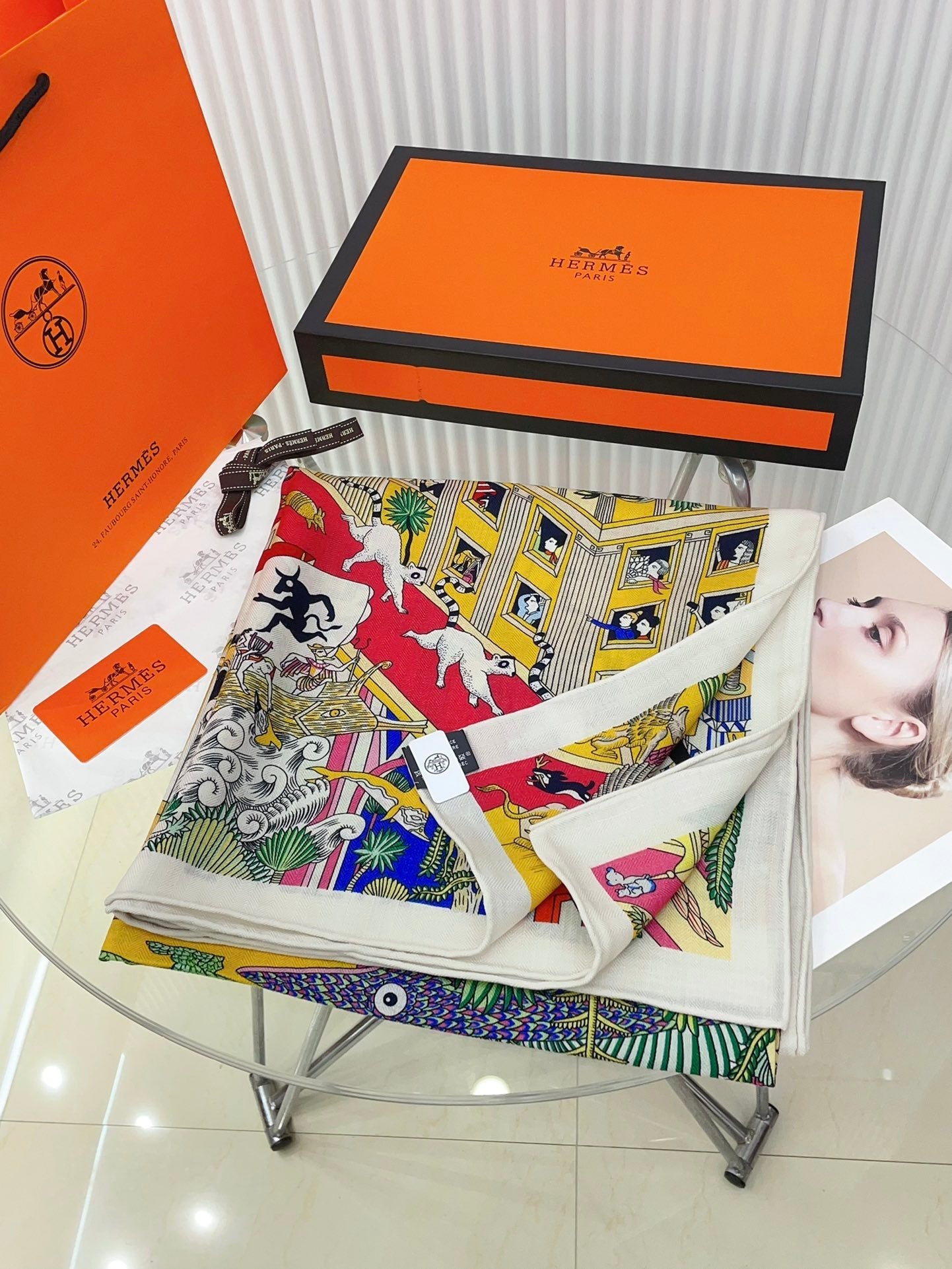 Animapolis Scarf 140 CM In Colorful Cashmere And Silk 306570