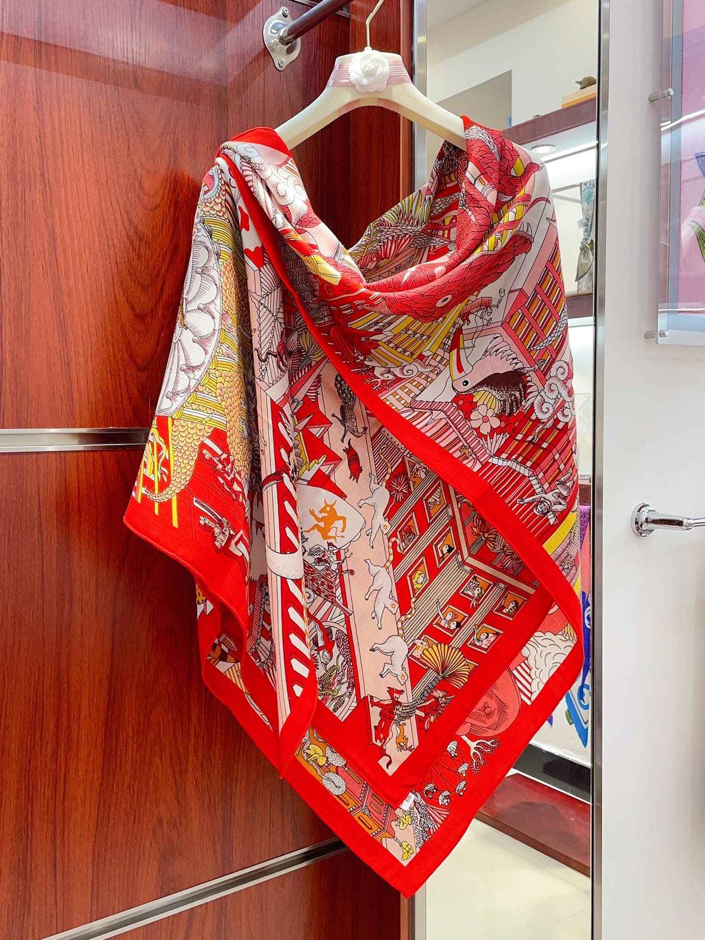 Animapolis Scarf 140 CM In Colorful Cashmere And Silk 306573