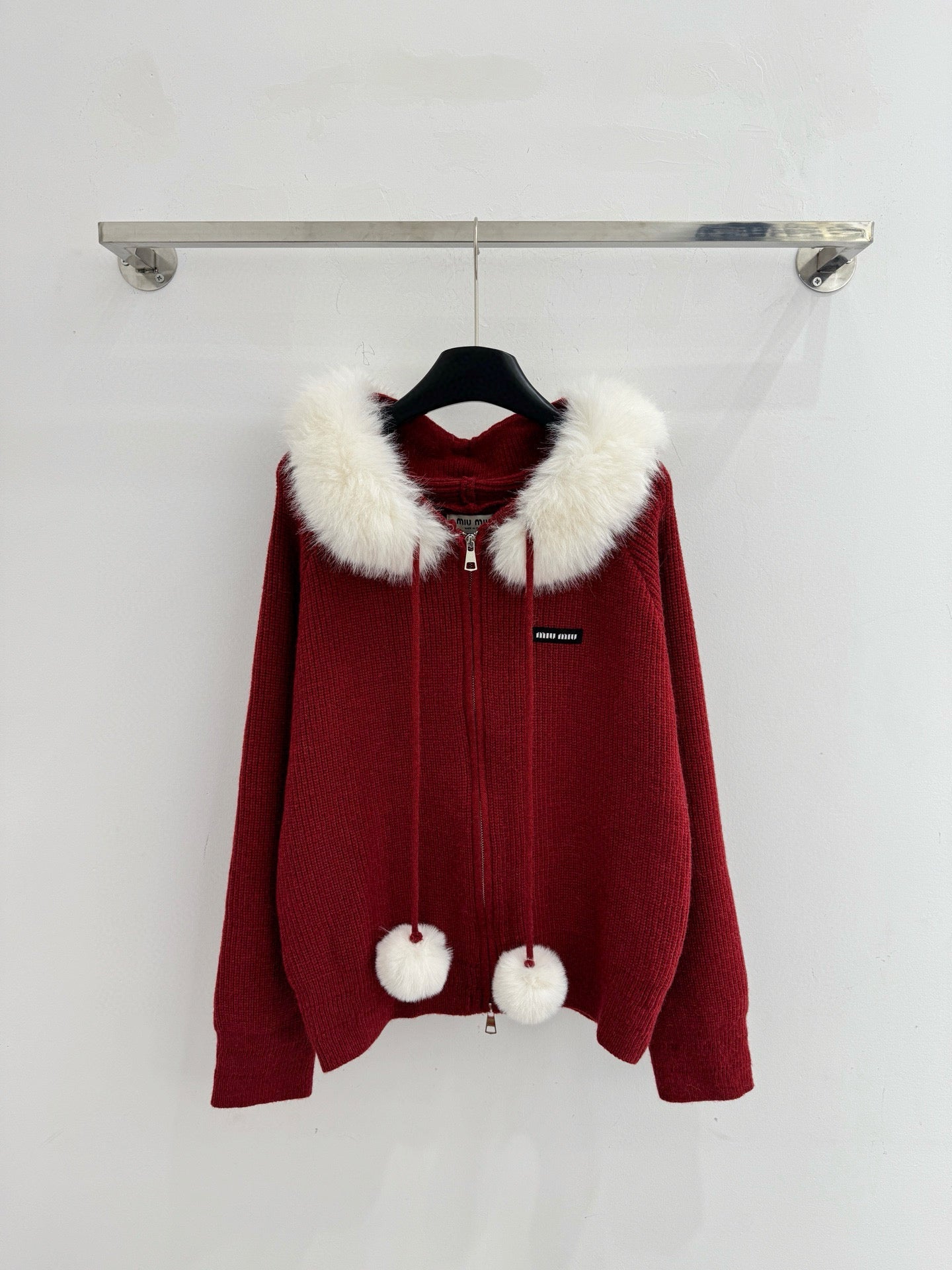 Miumiu 2025 Faux Fur Hooded Sweater