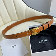 MEDIUM TRIOMPHE BELT 25MM BRONZE BROWN LEATHER GOLD HARDWARE