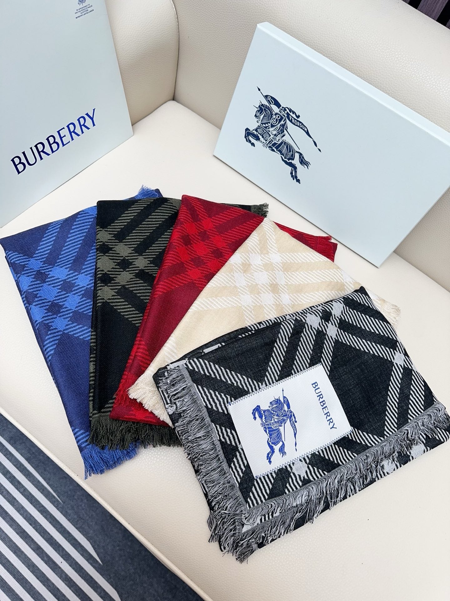 BBR Double-Sided Scarf 190CM Dark Green Black Cashmere 293315