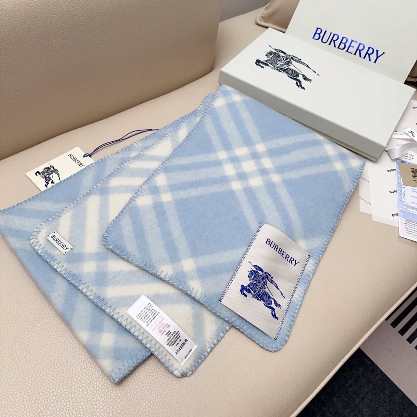 BBR Double-Sided Scarf 182CM Light Blue Cashmere 293322