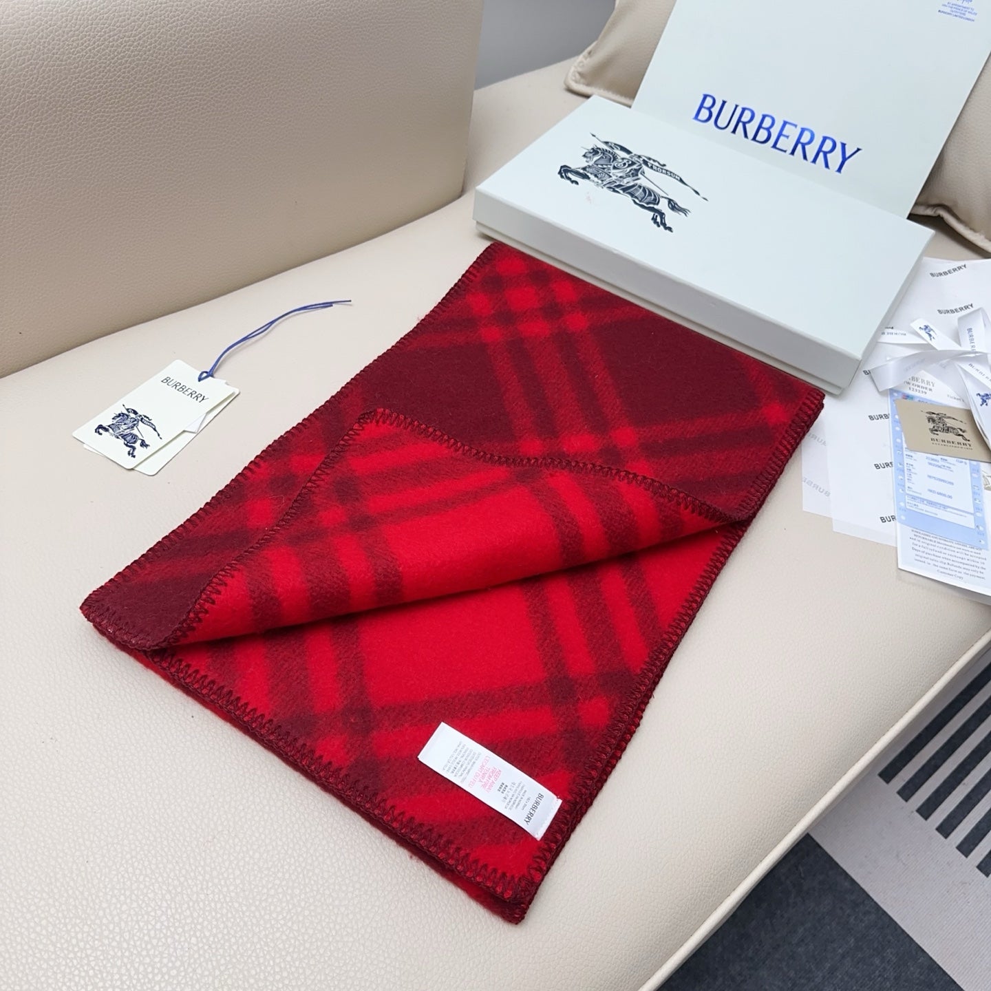 BBR Double-Sided Scarf 182CM Red Cashmere 293323