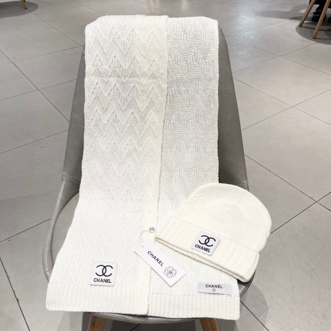SET BEANIE HAT AND SCARF WHITE 427885