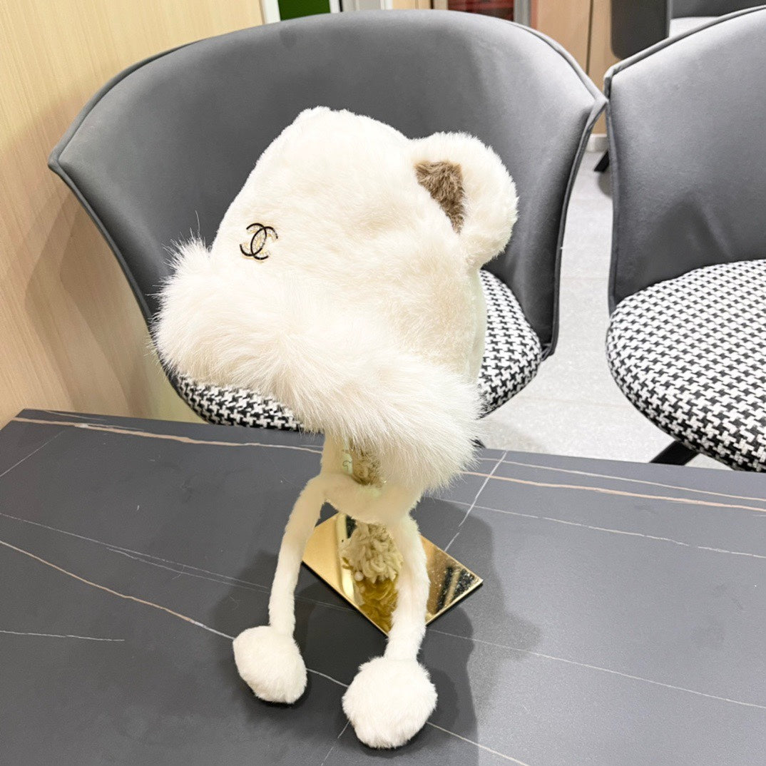 BEANIE HAT IN WHITE FLEECE AND WOOL 433166