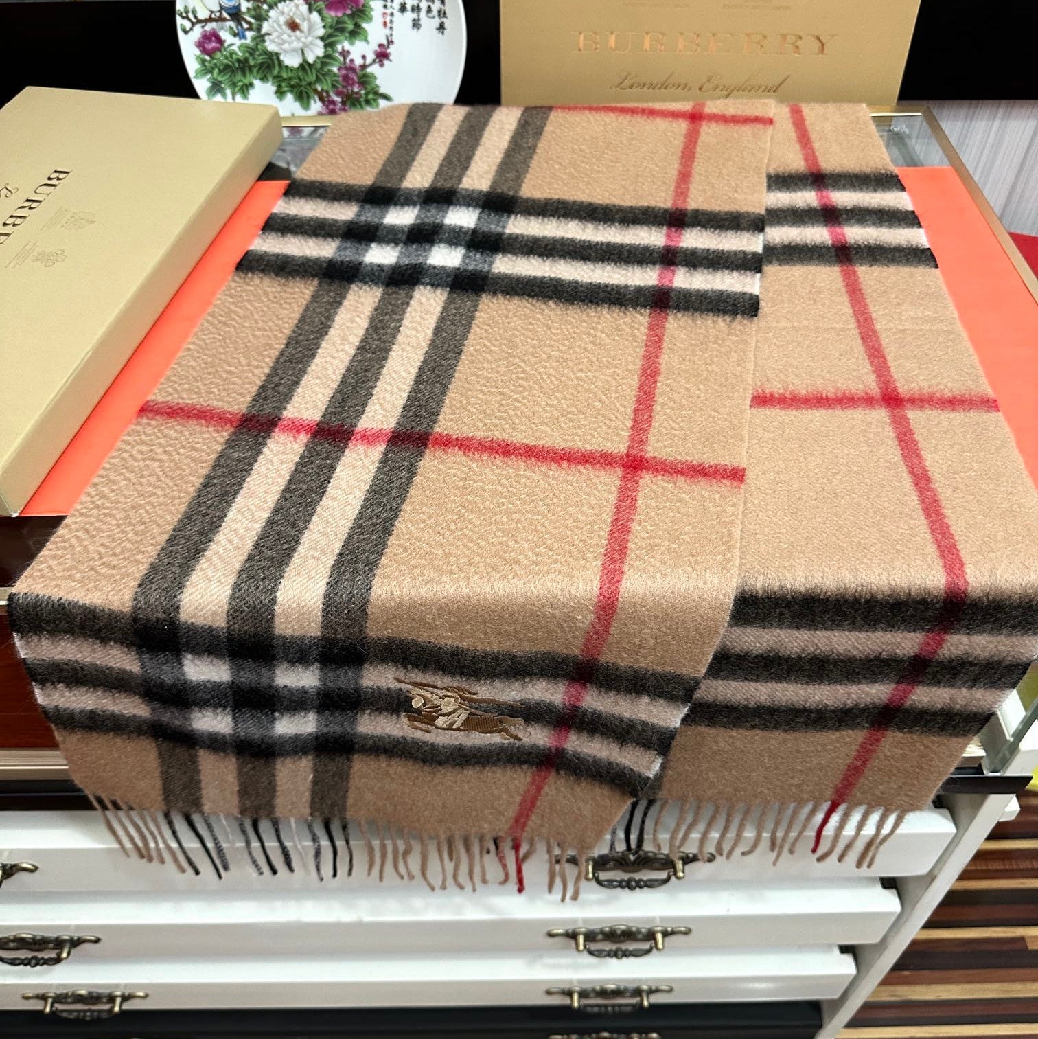 BBR Double-Sided Scarf 180CM Beige Cashmere 293003