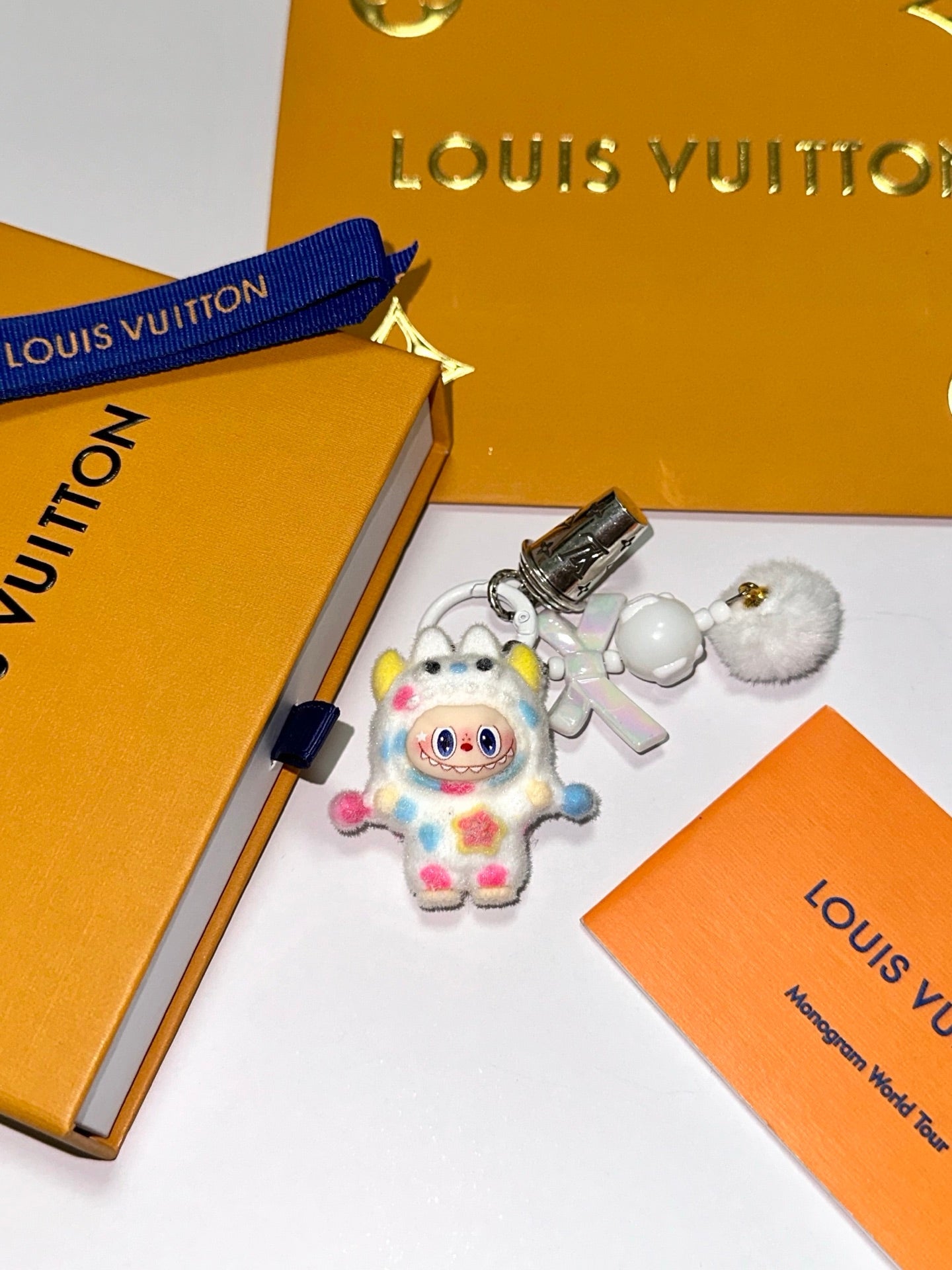 LV White Pop Mart Labubu Charm
