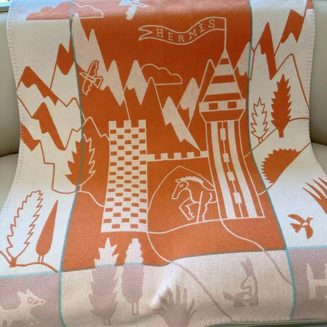 HM Avalon Epopee Blanket Orange Cashmere Wool 524203